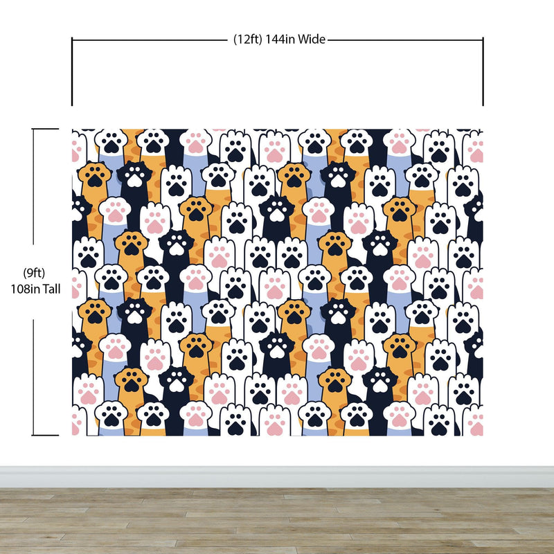 Cat Paws Pattern Wallpaper - Adorable Decor for Kid's and Nursery Rooms