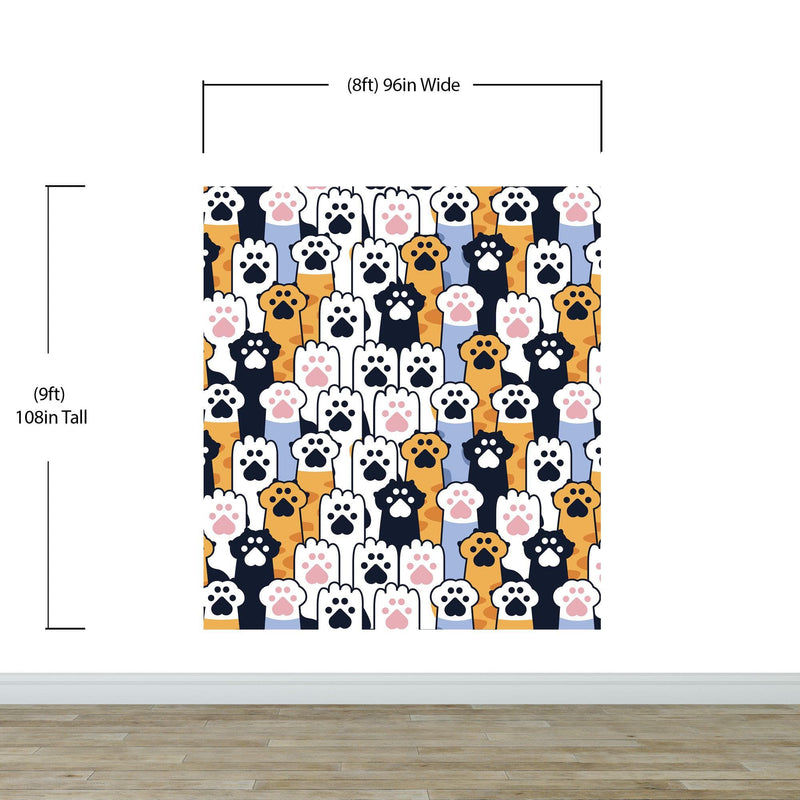 Cat Paws Pattern Wallpaper - Adorable Decor for Kid's and Nursery Rooms