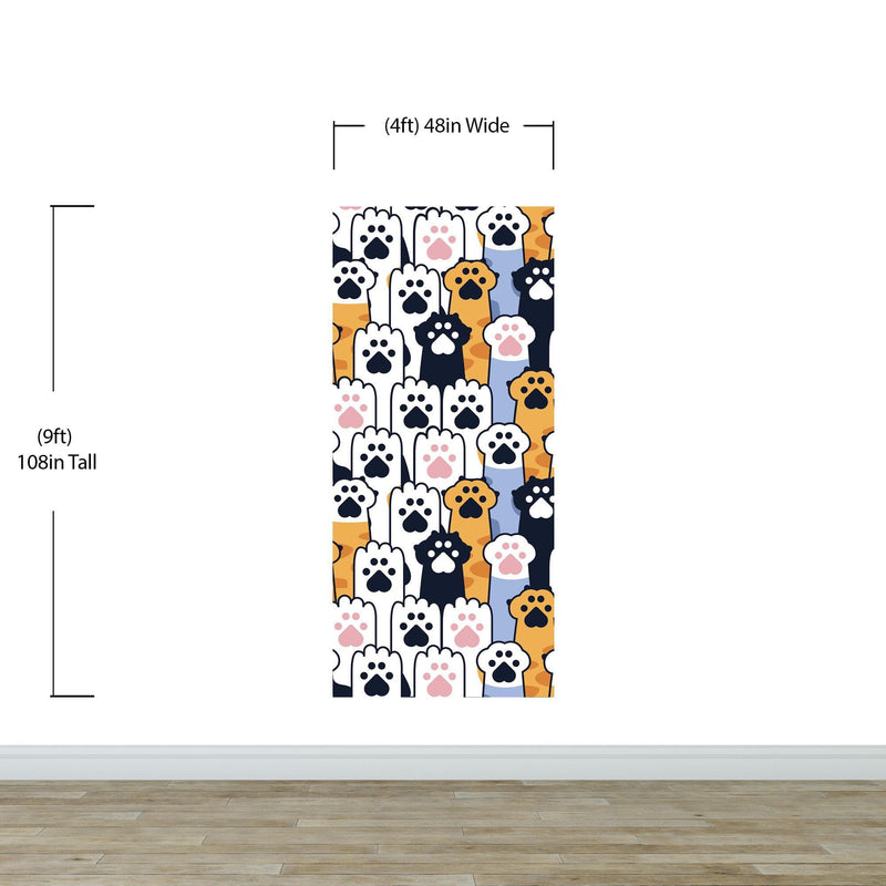 Cat Paws Pattern Wallpaper - Adorable Decor for Kid's and Nursery Rooms