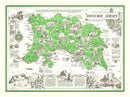 Vintage Map of Jersey, England 1957