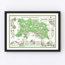 Vintage Map of Jersey, England 1957