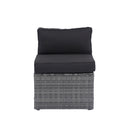5 Pieces Rattan Sectional Outdoor Furniture Cushioned U Sof Set With 2 Pillow - Gray / Black by HouseOfZazla