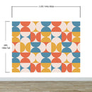 Retro Circle Geometric Wallpaper Peel and Stick Mural. Groovy Shape Patterns Mid Century Modern Retro Design.