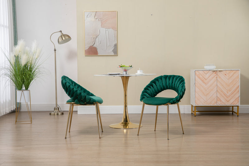 Accent Chairs Set of 2, Velvet Side Chairs with Gold Legs, Mid-Century Upholstered Dining Chairs for Living Room, Kitchen, Bedroom, Beauty Room