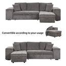 Modern L-Shape 3 Seat Reversible Sectional Couch, Pull Out Sleeper Sofa With Storage Chaise And 2 Stools For Living Room Furniture Set by HouseOfZazla