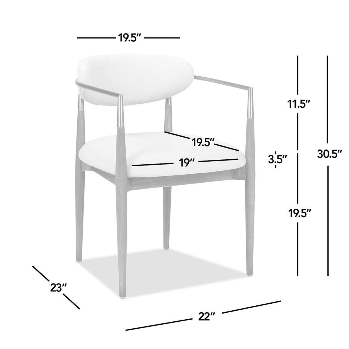 Artemis - Mixed Material Upholstered Dining Arm Chair - Warm White, photo 8 of 13