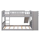 Twin Over Twin Bunk Stairway Bed With 2 Drawers And Slide - Gray by HouseOfZazla