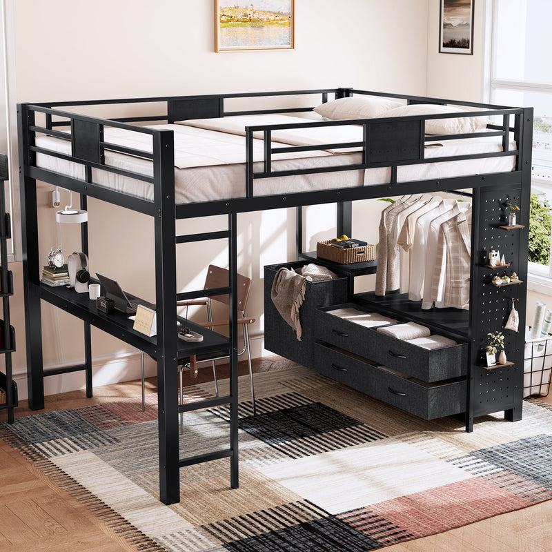 Queen Size Loft Bed with Desk & Shelves, photo 6 of 10