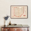 Vintage Railroad Map of Ohio 1882