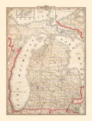 Vintage Map of Michigan 1882