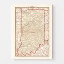 Vintage Map of Indiana 1882