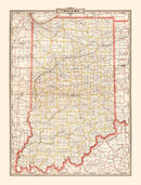 Vintage Map of Indiana 1882