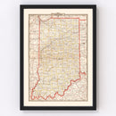 Vintage Map of Indiana 1882