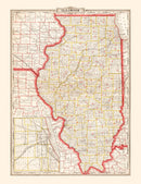 Vintage Map of Illinois 1882