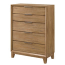 1 Piece 5 Drawer Tall Chest Bedroom Furniture - Natural Wood by HouseOfZazla