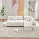 91.73" L-shaped Sofa Sectional Sofa Couch with 2 Stools and 2 Lumbar Pillows for Living Room, Biege