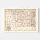 Vintage Railroad Map of Nebraska 1882