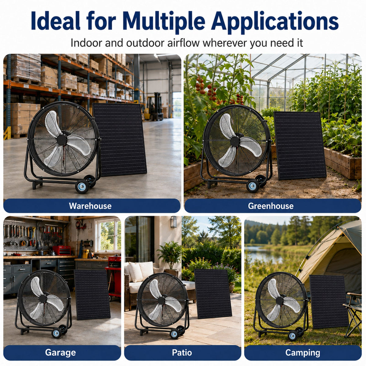 24 Inch Solar Floor-Standing Fan With Adjustable Solar Panel, photo 5 of 9