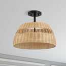Twinkle - Double Lights Semi Flush With Shade - Black / Rattan by HouseOfZazla