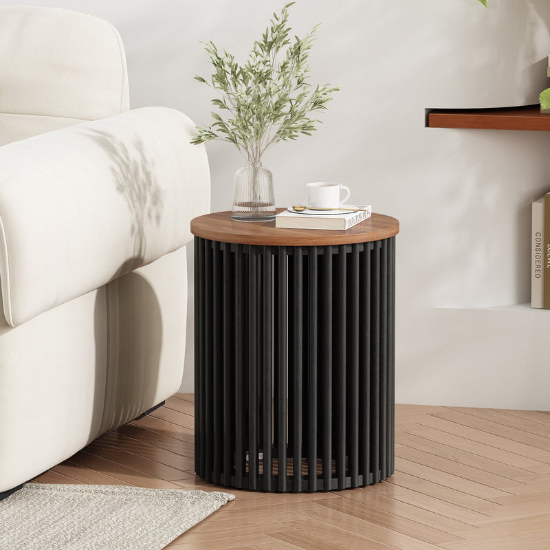 ACACIA SOLID WOOD SIDE TABLE,NATURAL & BLACK COLOR