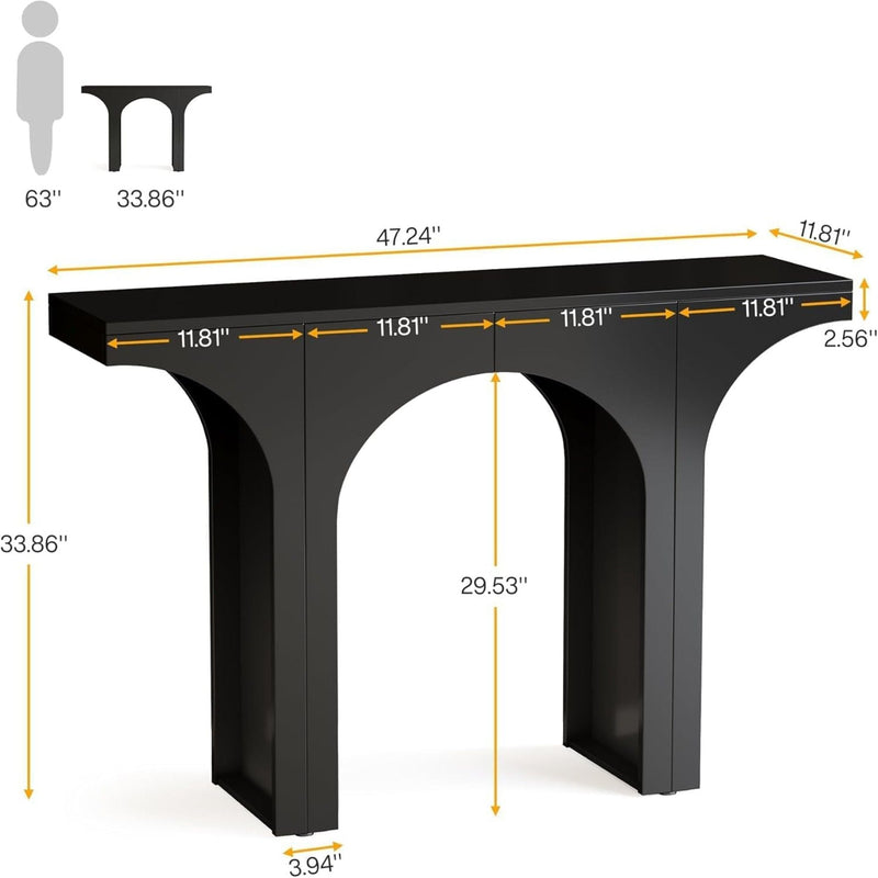 Console Table With Arched Base For Entryway - Black, photo 6 of 13