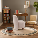 Modern Low Back Accent Chair, Upholstered Armless Living Room Chairs, Round Pine Wood Feet, for Small Living Spaces, Living Room, Bedroom, Balcony, Office, Reading Nook, Khaki