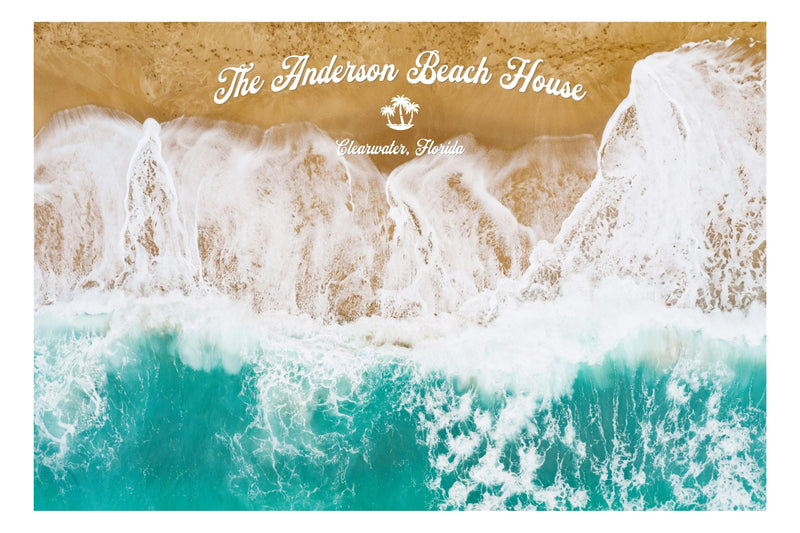 Custom Beach House Wallpaper Peel and Stick Mural. Personalized Text / Quote Family Beach Wall Art.