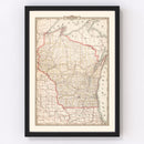 Vintage Map of Wisconsin 1882