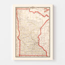 Vintage Map of Minnesota 1882