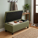 Storage Ottoman with Flip-Top Lid, Easy Assembly, Boucle Fabric & Rubber Wood Legs by HouseOfZazla