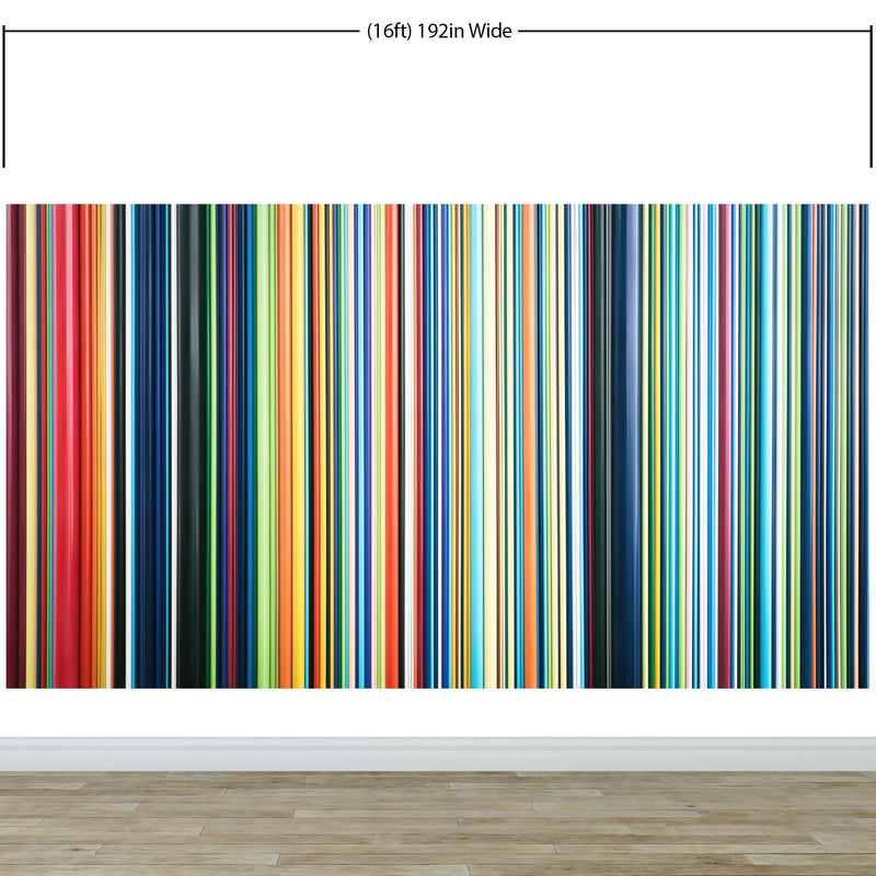 Vertical Line Color Stripes Wallpaper. Bright Rainbow Color Lines Wall Mural.