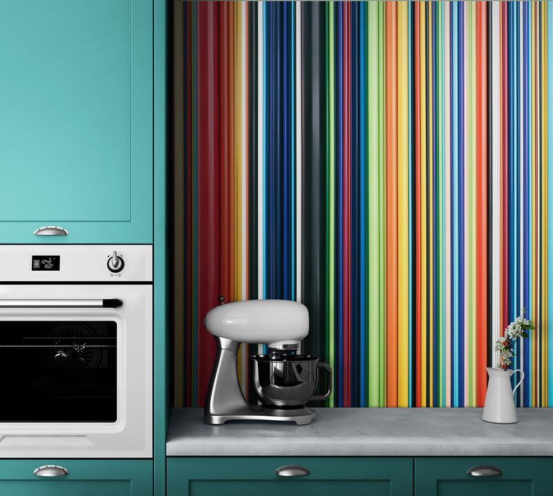 Vertical Line Color Stripes Wallpaper. Bright Rainbow Color Lines Wall Mural.