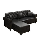 Upholstered Sofa With Nailhead Trim, Rolled Armrests With Ottoman by HouseOfZazla