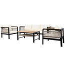 4 Pieces Outdoor Sectional Sofa Set 5 Person Patio Seating Group Outdoor Conversation Set With Cushions And A Coffee Table For Patios by HouseOfZazla
