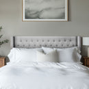 Transitional Upholstery Headboard With Tufted Buttons And Nailhead Trim by HouseOfZazla