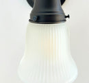 Frosted Bell-Shaped Holophane Glass Wall Sconce or Pendant Light