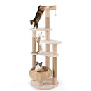 59 Inches Cat Tree with Perch and Soft Hammock for Indoor Cats-Beige by LJGDeals