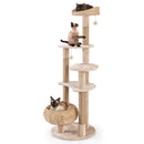 59 Inches Cat Tree with Perch and Soft Hammock for Indoor Cats-Beige by LJGDeals