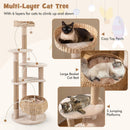 59 Inches Cat Tree with Perch and Soft Hammock for Indoor Cats-Beige by LJGDeals
