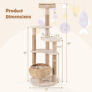 59 Inches Cat Tree with Perch and Soft Hammock for Indoor Cats-Beige by LJGDeals