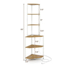 65 Inch 6-Tier Corner Shelf with Charging Station and Ambience Light by LJGDeals