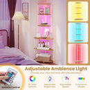 65 Inch 6-Tier Corner Shelf with Charging Station and Ambience Light by LJGDeals