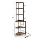 65 Inch 6-Tier Corner Shelf with Charging Station and Ambience Light by DirectDeals