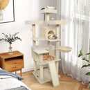 65 Inch Tall Multi-level Cat Tree with 3 Upholstered Perch and 2 Cat Condos by LJGDeals
