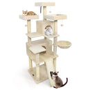 65 Inch Tall Multi-level Cat Tree with 3 Upholstered Perch and 2 Cat Condos by LJGDeals