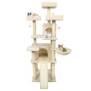 65 Inch Tall Multi-level Cat Tree with 3 Upholstered Perch and 2 Cat Condos by DirectDeals
