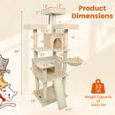 65 Inch Tall Multi-level Cat Tree with 3 Upholstered Perch and 2 Cat Condos by DirectDeals