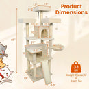65 Inch Tall Multi-level Cat Tree with 3 Upholstered Perch and 2 Cat Condos by LJGDeals