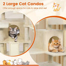 65 Inch Tall Multi-level Cat Tree with 3 Upholstered Perch and 2 Cat Condos by LJGDeals