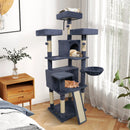 65 Inch Tall Multi-level Cat Tree with 3 Upholstered Perch and 2 Cat Condos by LJGDeals